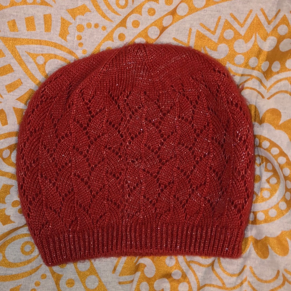 Coal burnt Orange sparkle warm hat